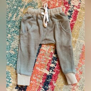 Little Bipsy Olive Green Waffle Jogger Pants